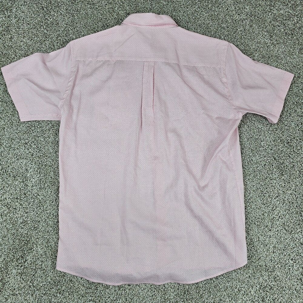Peter Millar Shirt Mens Medium Pink Linen Blend Geometric Micro Print Casual AOP - Picture 2 of 10